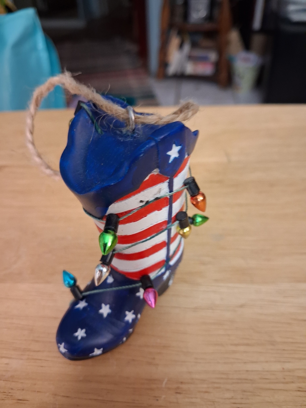 Patriotic Stars & Stripes Boot Ornament - Blue & Red